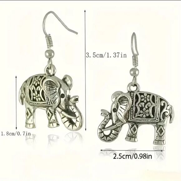 Hand crafted elephant dangle earrings - Picture 6 of 6